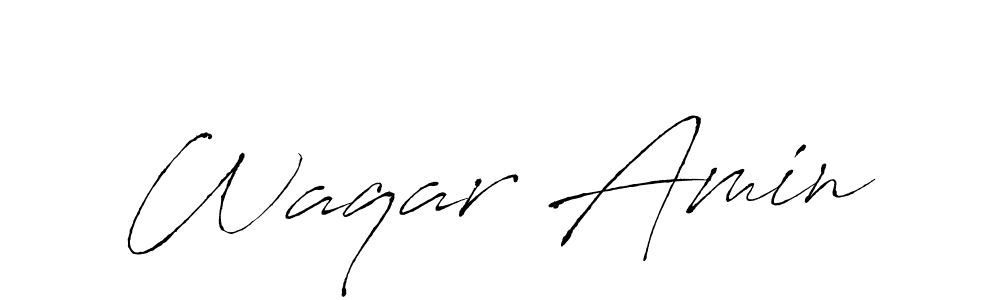 How to make Waqar Amin name signature. Use Antro_Vectra style for creating short signs online. This is the latest handwritten sign. Waqar Amin signature style 6 images and pictures png