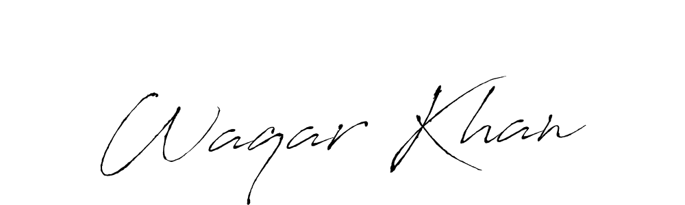 How to make Waqar Khan name signature. Use Antro_Vectra style for creating short signs online. This is the latest handwritten sign. Waqar Khan signature style 6 images and pictures png