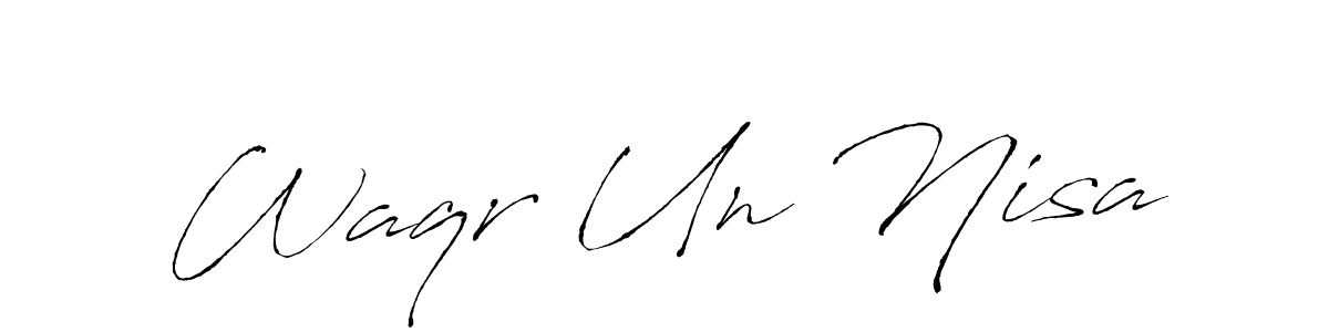Create a beautiful signature design for name Waqr Un Nisa. With this signature (Antro_Vectra) fonts, you can make a handwritten signature for free. Waqr Un Nisa signature style 6 images and pictures png