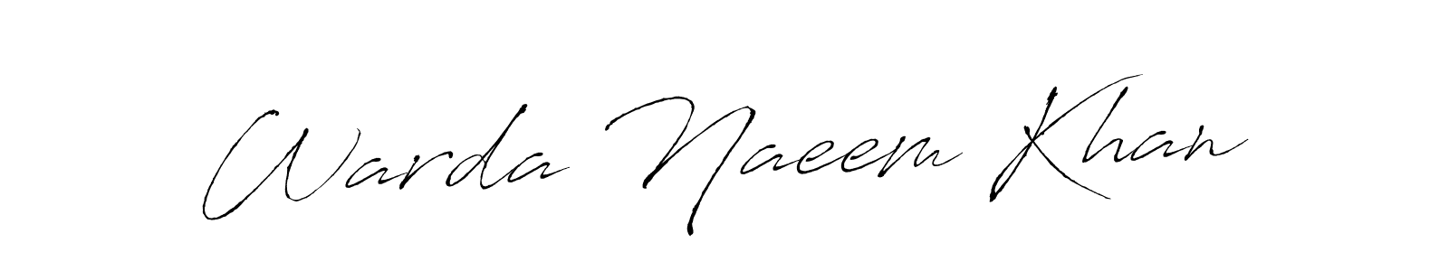 How to make Warda Naeem Khan name signature. Use Antro_Vectra style for creating short signs online. This is the latest handwritten sign. Warda Naeem Khan signature style 6 images and pictures png