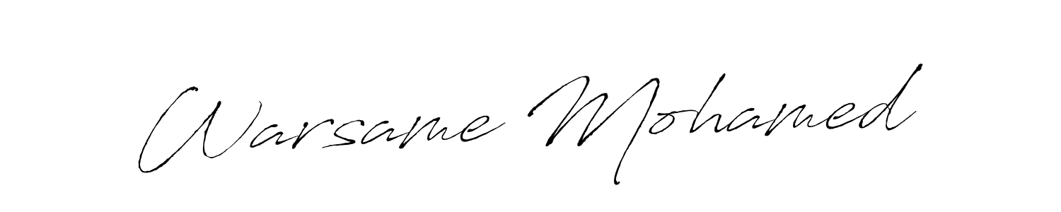 Make a beautiful signature design for name Warsame Mohamed. With this signature (Antro_Vectra) style, you can create a handwritten signature for free. Warsame Mohamed signature style 6 images and pictures png