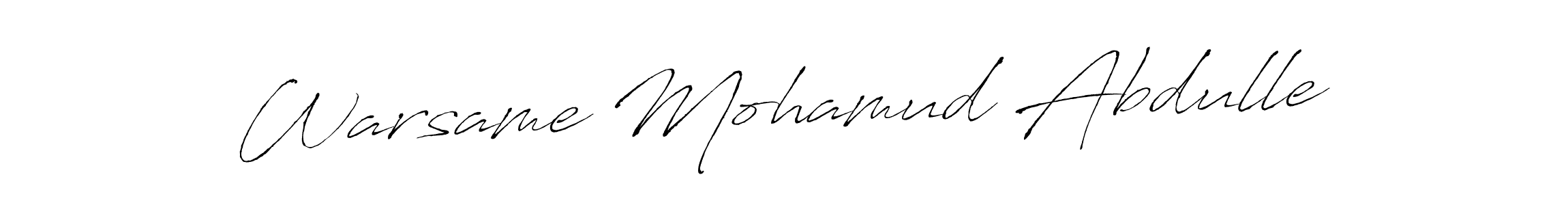 Antro_Vectra is a professional signature style that is perfect for those who want to add a touch of class to their signature. It is also a great choice for those who want to make their signature more unique. Get Warsame Mohamud Abdulle name to fancy signature for free. Warsame Mohamud Abdulle signature style 6 images and pictures png