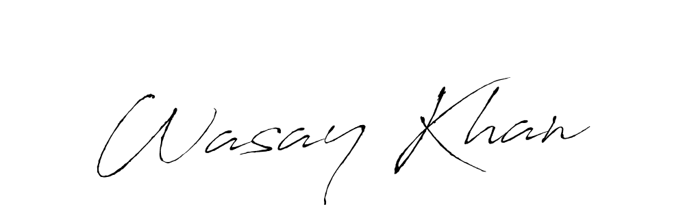 How to make Wasay Khan name signature. Use Antro_Vectra style for creating short signs online. This is the latest handwritten sign. Wasay Khan signature style 6 images and pictures png