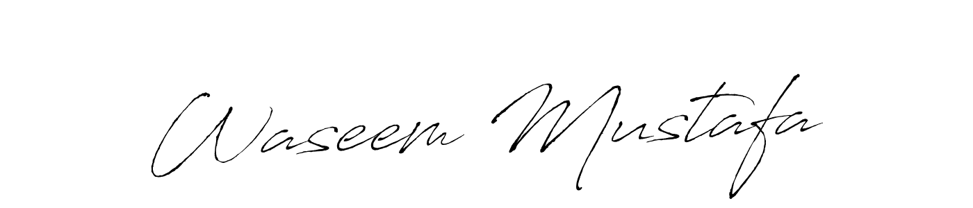 How to make Waseem Mustafa name signature. Use Antro_Vectra style for creating short signs online. This is the latest handwritten sign. Waseem Mustafa signature style 6 images and pictures png