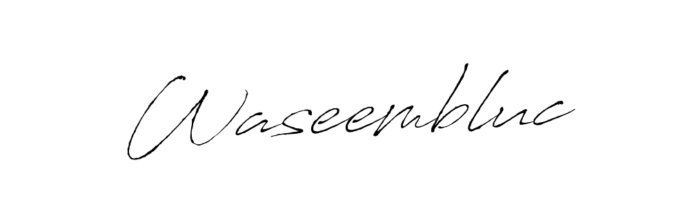 How to make Waseembluc name signature. Use Antro_Vectra style for creating short signs online. This is the latest handwritten sign. Waseembluc signature style 6 images and pictures png