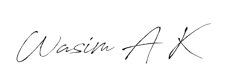 How to make Wasim A K name signature. Use Antro_Vectra style for creating short signs online. This is the latest handwritten sign. Wasim A K signature style 6 images and pictures png