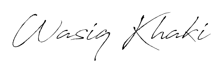 How to make Wasiq Khaki name signature. Use Antro_Vectra style for creating short signs online. This is the latest handwritten sign. Wasiq Khaki signature style 6 images and pictures png
