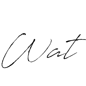 Use a signature maker to create a handwritten signature online. With this signature software, you can design (Antro_Vectra) your own signature for name Wat. Wat signature style 6 images and pictures png