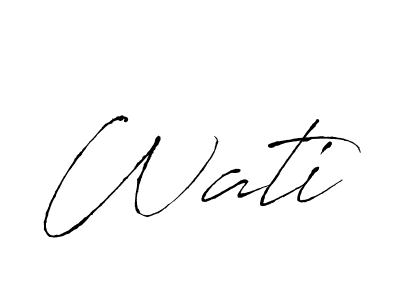 Antro_Vectra is a professional signature style that is perfect for those who want to add a touch of class to their signature. It is also a great choice for those who want to make their signature more unique. Get Wati name to fancy signature for free. Wati signature style 6 images and pictures png