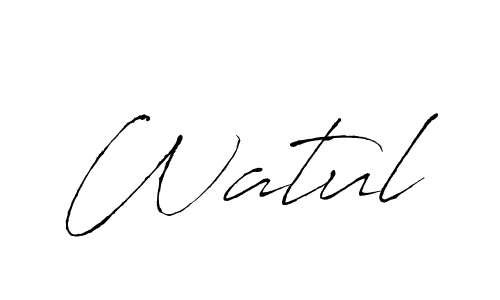 Use a signature maker to create a handwritten signature online. With this signature software, you can design (Antro_Vectra) your own signature for name Watul. Watul signature style 6 images and pictures png