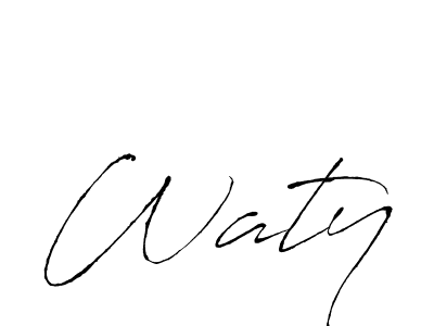 Antro_Vectra is a professional signature style that is perfect for those who want to add a touch of class to their signature. It is also a great choice for those who want to make their signature more unique. Get Waty name to fancy signature for free. Waty signature style 6 images and pictures png