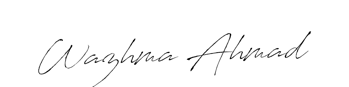 How to make Wazhma Ahmad name signature. Use Antro_Vectra style for creating short signs online. This is the latest handwritten sign. Wazhma Ahmad signature style 6 images and pictures png