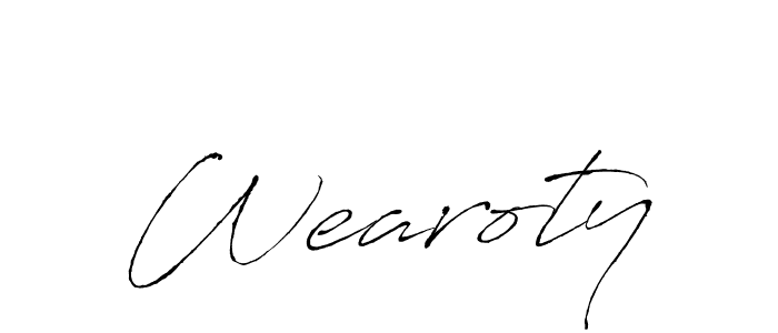Antro_Vectra is a professional signature style that is perfect for those who want to add a touch of class to their signature. It is also a great choice for those who want to make their signature more unique. Get Wearoty name to fancy signature for free. Wearoty signature style 6 images and pictures png
