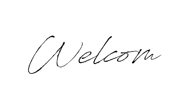 if you are searching for the best signature style for your name Welcom. so please give up your signature search. here we have designed multiple signature styles  using Antro_Vectra. Welcom signature style 6 images and pictures png