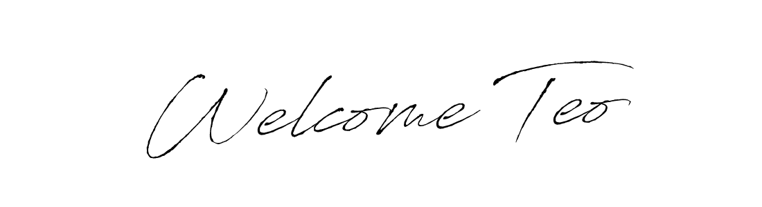 How to make Welcome Teo name signature. Use Antro_Vectra style for creating short signs online. This is the latest handwritten sign. Welcome Teo signature style 6 images and pictures png