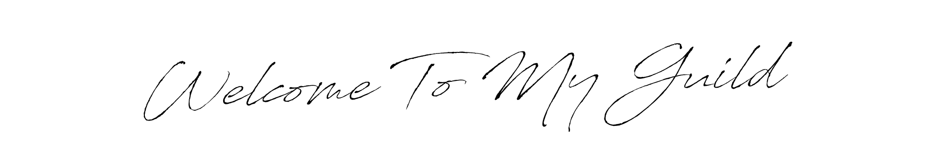 How to make Welcome To My Guild name signature. Use Antro_Vectra style for creating short signs online. This is the latest handwritten sign. Welcome To My Guild signature style 6 images and pictures png