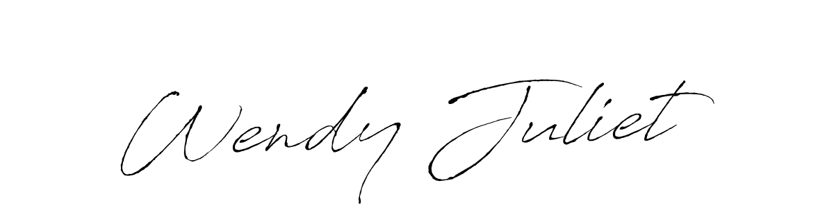 How to make Wendy Juliet name signature. Use Antro_Vectra style for creating short signs online. This is the latest handwritten sign. Wendy Juliet signature style 6 images and pictures png