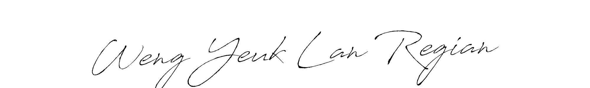 Also we have Weng Yeuk Lan Regian name is the best signature style. Create professional handwritten signature collection using Antro_Vectra autograph style. Weng Yeuk Lan Regian signature style 6 images and pictures png