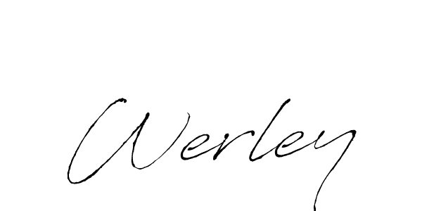 Use a signature maker to create a handwritten signature online. With this signature software, you can design (Antro_Vectra) your own signature for name Werley. Werley signature style 6 images and pictures png