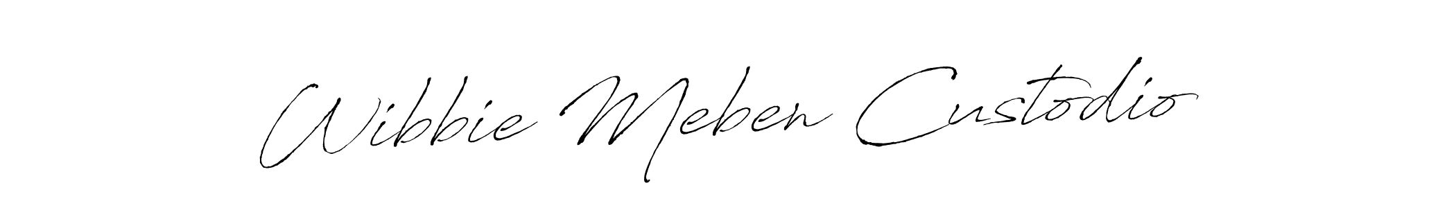 How to make Wibbie Meben Custodio name signature. Use Antro_Vectra style for creating short signs online. This is the latest handwritten sign. Wibbie Meben Custodio signature style 6 images and pictures png