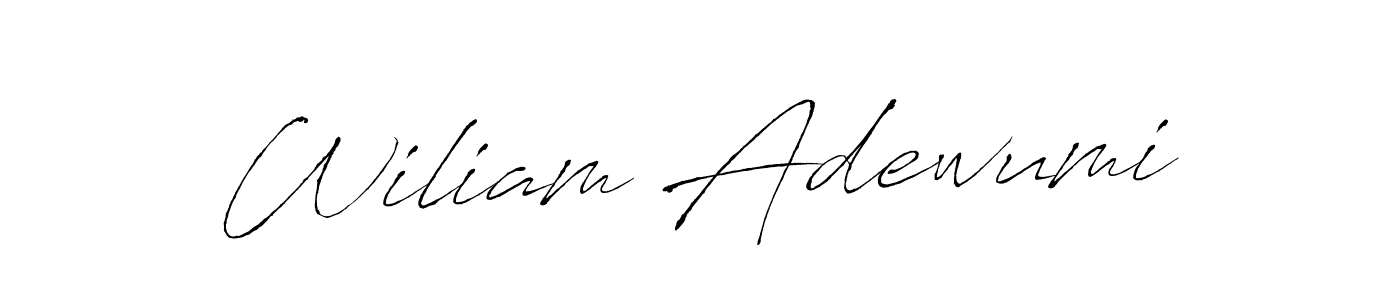 How to make Wiliam Adewumi name signature. Use Antro_Vectra style for creating short signs online. This is the latest handwritten sign. Wiliam Adewumi signature style 6 images and pictures png