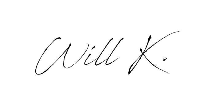 Make a beautiful signature design for name Will K.. With this signature (Antro_Vectra) style, you can create a handwritten signature for free. Will K. signature style 6 images and pictures png