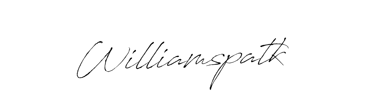 You should practise on your own different ways (Antro_Vectra) to write your name (Williamspatk) in signature. don't let someone else do it for you. Williamspatk signature style 6 images and pictures png