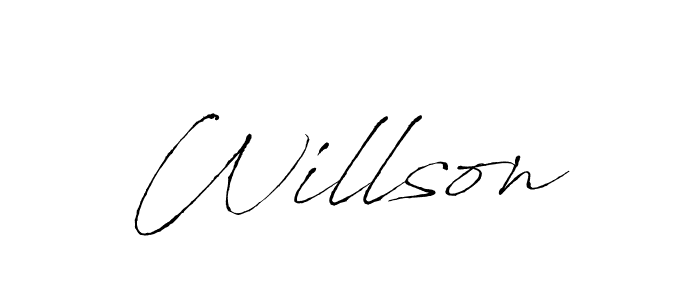 Make a beautiful signature design for name Willson. With this signature (Antro_Vectra) style, you can create a handwritten signature for free. Willson signature style 6 images and pictures png