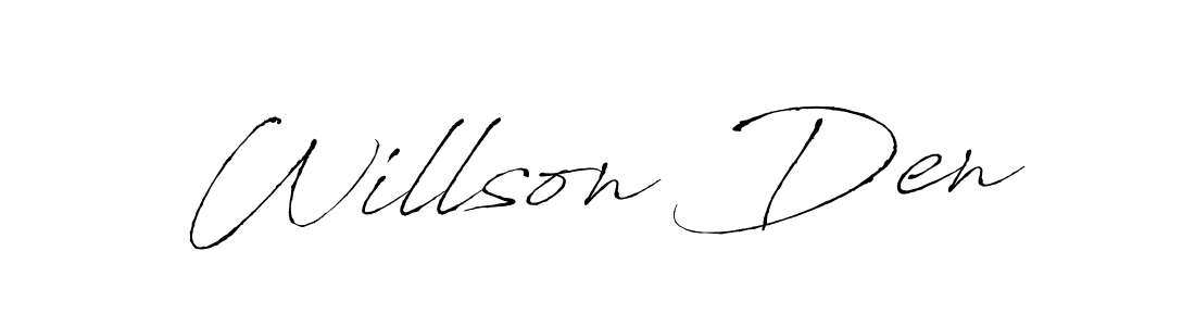 Use a signature maker to create a handwritten signature online. With this signature software, you can design (Antro_Vectra) your own signature for name Willson Den. Willson Den signature style 6 images and pictures png