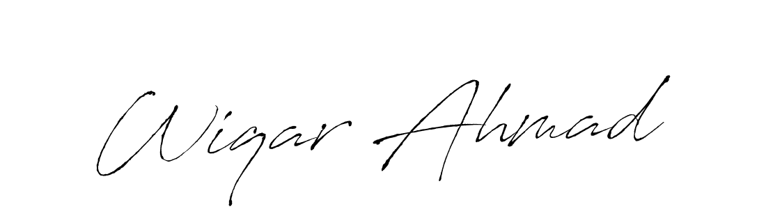 How to make Wiqar Ahmad name signature. Use Antro_Vectra style for creating short signs online. This is the latest handwritten sign. Wiqar Ahmad signature style 6 images and pictures png