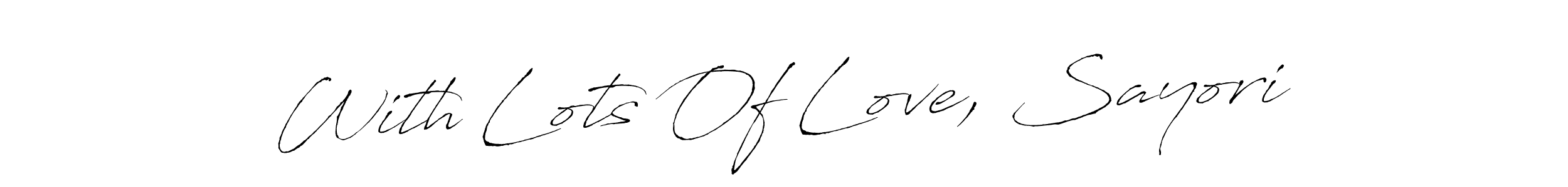 Similarly Antro_Vectra is the best handwritten signature design. Signature creator online .You can use it as an online autograph creator for name With Lots Of Love, Sayori. With Lots Of Love, Sayori signature style 6 images and pictures png