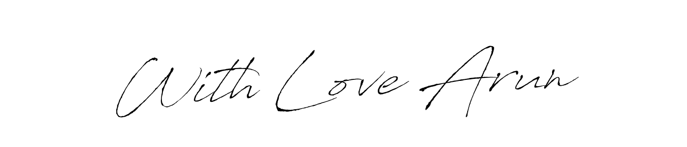 Antro_Vectra is a professional signature style that is perfect for those who want to add a touch of class to their signature. It is also a great choice for those who want to make their signature more unique. Get With Love Arun name to fancy signature for free. With Love Arun signature style 6 images and pictures png