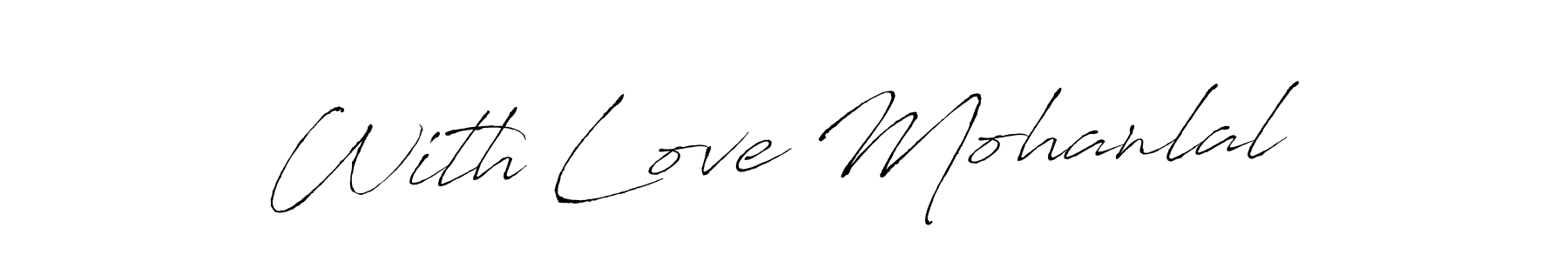 The best way (Antro_Vectra) to make a short signature is to pick only two or three words in your name. The name With Love Mohanlal include a total of six letters. For converting this name. With Love Mohanlal signature style 6 images and pictures png