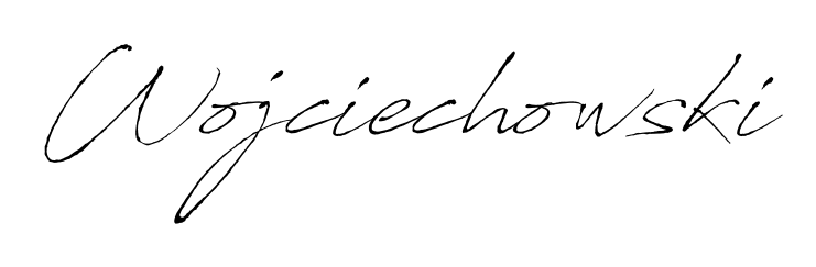 A sleek calligraphic signature for name Wojciechowski utilizing Antro_Vectra styling. Great for adding personal signatures to photos and art. Wojciechowski signature style 6 images and pictures png