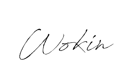 Use a signature maker to create a handwritten signature online. With this signature software, you can design (Antro_Vectra) your own signature for name Wokin. Wokin signature style 6 images and pictures png