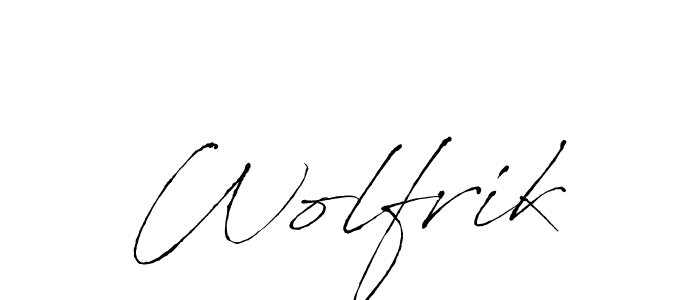 Antro_Vectra is a professional signature style that is perfect for those who want to add a touch of class to their signature. It is also a great choice for those who want to make their signature more unique. Get Wolfrik name to fancy signature for free. Wolfrik signature style 6 images and pictures png