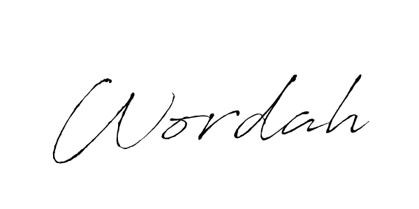 Create a beautiful signature design for name Wordah. With this signature (Antro_Vectra) fonts, you can make a handwritten signature for free. Wordah signature style 6 images and pictures png