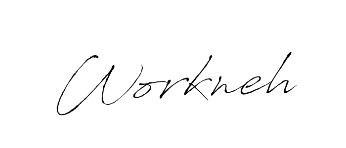 How to make Workneh name signature. Use Antro_Vectra style for creating short signs online. This is the latest handwritten sign. Workneh signature style 6 images and pictures png