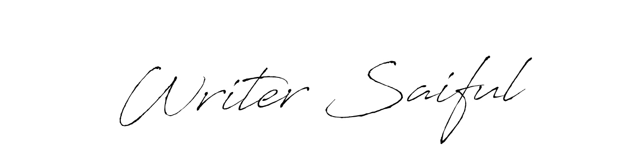 Use a signature maker to create a handwritten signature online. With this signature software, you can design (Antro_Vectra) your own signature for name Writer Saiful. Writer Saiful signature style 6 images and pictures png