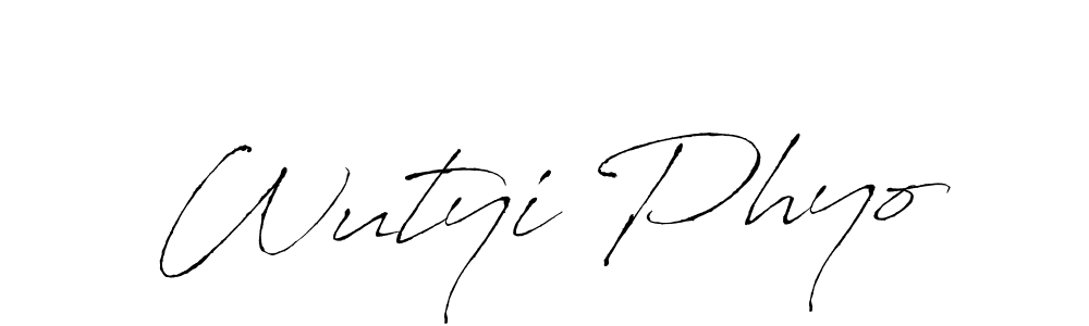 How to make Wutyi Phyo name signature. Use Antro_Vectra style for creating short signs online. This is the latest handwritten sign. Wutyi Phyo signature style 6 images and pictures png