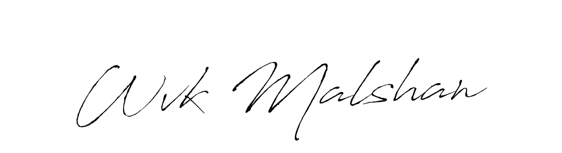 The best way (Antro_Vectra) to make a short signature is to pick only two or three words in your name. The name Wvk Malshan include a total of six letters. For converting this name. Wvk Malshan signature style 6 images and pictures png