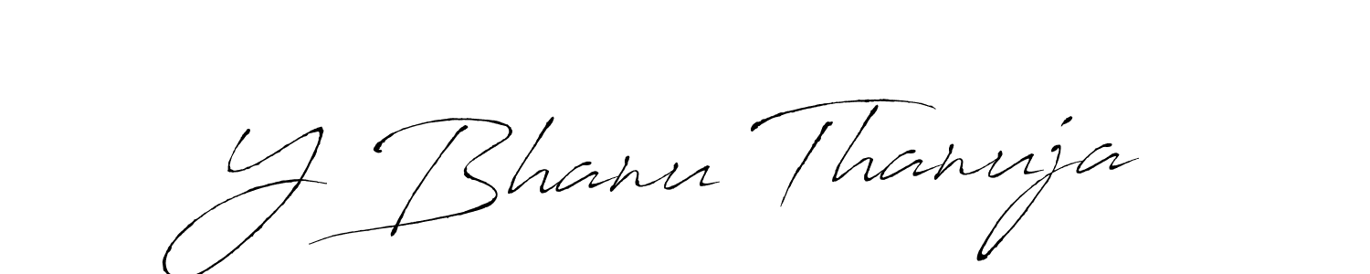 How to make Y Bhanu Thanuja name signature. Use Antro_Vectra style for creating short signs online. This is the latest handwritten sign. Y Bhanu Thanuja signature style 6 images and pictures png