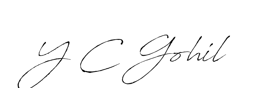 The best way (Antro_Vectra) to make a short signature is to pick only two or three words in your name. The name Y C Gohil include a total of six letters. For converting this name. Y C Gohil signature style 6 images and pictures png