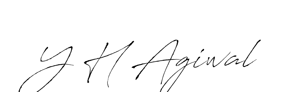 How to make Y H Agiwal name signature. Use Antro_Vectra style for creating short signs online. This is the latest handwritten sign. Y H Agiwal signature style 6 images and pictures png