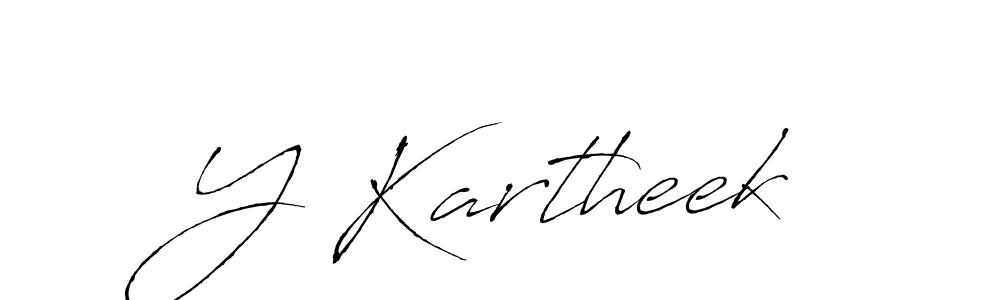 How to make Y Kartheek name signature. Use Antro_Vectra style for creating short signs online. This is the latest handwritten sign. Y Kartheek signature style 6 images and pictures png