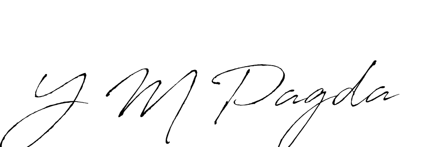 The best way (Antro_Vectra) to make a short signature is to pick only two or three words in your name. The name Y M Pagda include a total of six letters. For converting this name. Y M Pagda signature style 6 images and pictures png