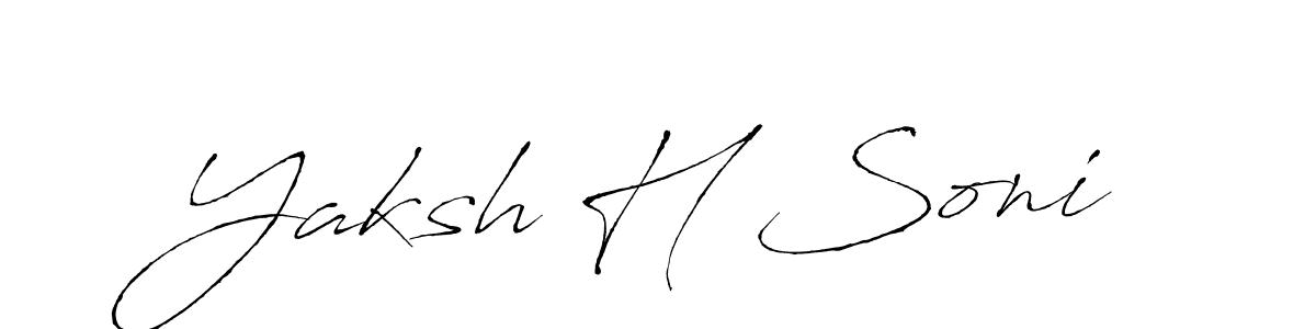 The best way (Antro_Vectra) to make a short signature is to pick only two or three words in your name. The name Yaksh H Soni include a total of six letters. For converting this name. Yaksh H Soni signature style 6 images and pictures png