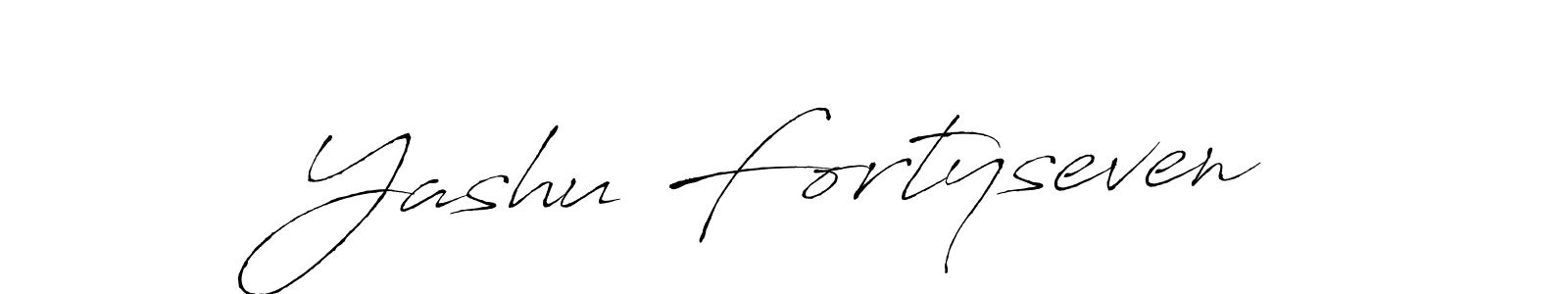 How to make Yashu Fortyseven name signature. Use Antro_Vectra style for creating short signs online. This is the latest handwritten sign. Yashu Fortyseven signature style 6 images and pictures png
