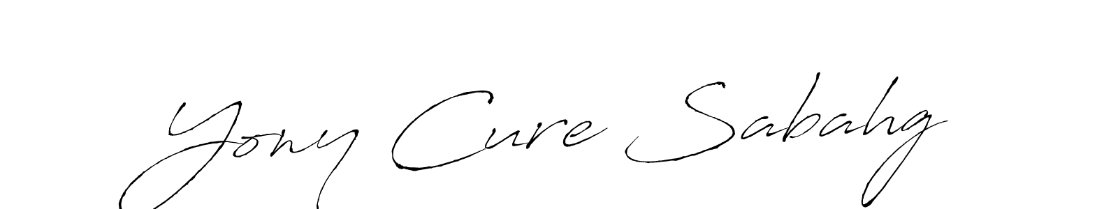 The best way (Antro_Vectra) to make a short signature is to pick only two or three words in your name. The name Yony Cure Sabahg include a total of six letters. For converting this name. Yony Cure Sabahg signature style 6 images and pictures png