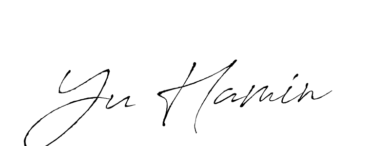The best way (Antro_Vectra) to make a short signature is to pick only two or three words in your name. The name Yu Hamin include a total of six letters. For converting this name. Yu Hamin signature style 6 images and pictures png